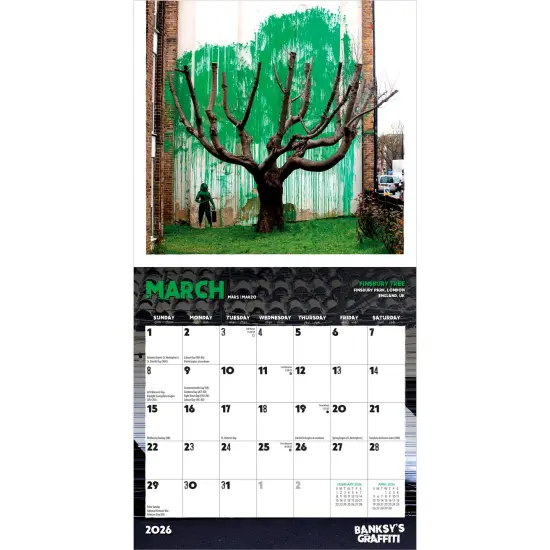 Banksy's Graffiti OFFICIAL | 2026 7 x 14 Inch (Hanging) Monthly Mini Wall Calendar {3}
