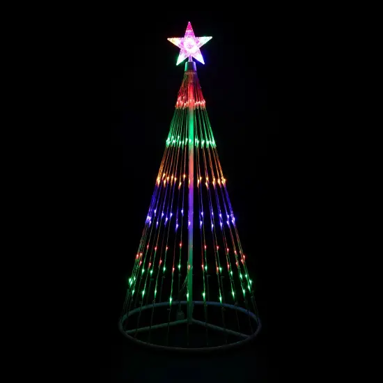 Northlight LED Lighted Outdoor Multi-Function Christmas Cone Tree - 4' - Multi-Color White {1}
