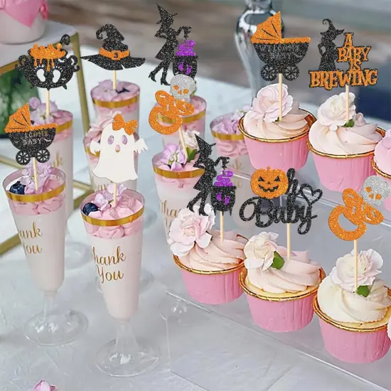 32 Pack Halloween Oh Baby Cupcake Toppers A Baby is Brewing Cupcake {4}