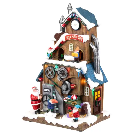 Northlight LED Lighted and Musical Christmas Village Elf Made Toys Shop - 11.5" Multi {5}