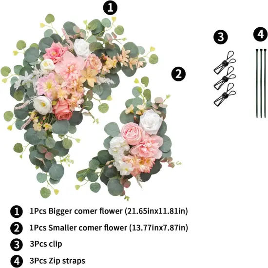 2pcs Wedding Arch Flowers,Wedding Artificial Sign Flower,Welcome Easel Door Decor {2}