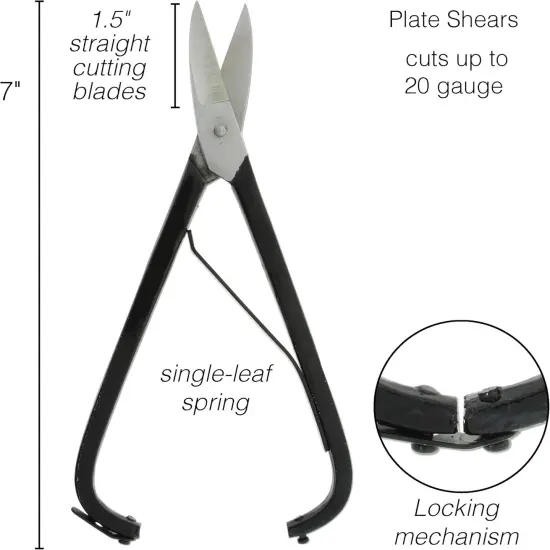 The Beadsmith Metal Plate Shears – 7 inches (178mm) – Steel Blades – Comfort Grip with Single-Leaf Spring Handle – Tool for Cutting Stamping Blanks, Sheet Metal (Up to 20 gauge) and Craft Wire {3}