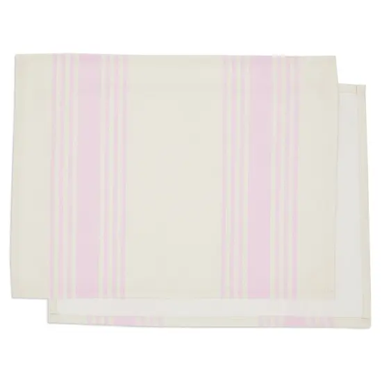 Set of 6 Placemats 16.5 x 12.6 in, Beige Pink Striped Washable Place Mats for Kitchen & Dining Table Decoration {7}