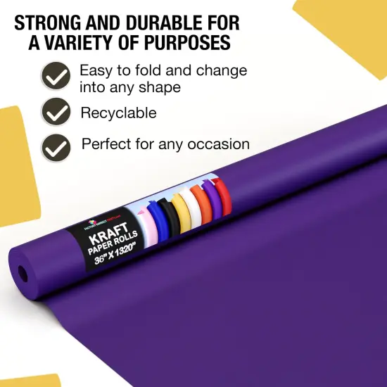 Kraft Paper Roll 36" X 1320" (110' Ft) Colored Paper Roll - Packing Paper Roll - Craft Supplies - Kraft Wrapping Paper Perfect as Shipping Paper Craft Paper Roll by Crown Display Purple {2}