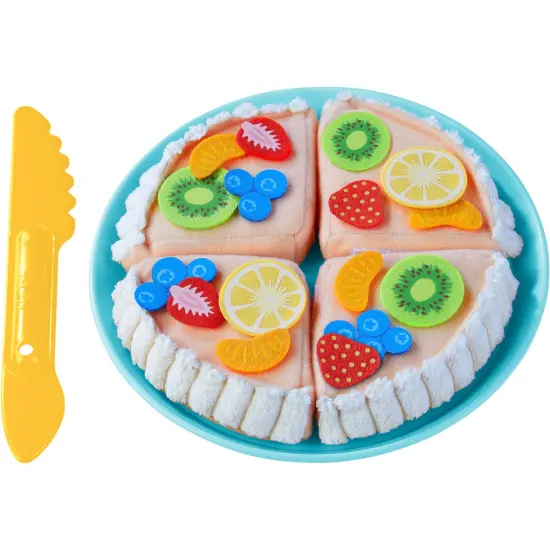 HABA Soft Fruit Tart Pretend Food Dessert with Felt Toppings & Plate Play Food Set - Toy Kitchen Accessories for Kids & Little Bakers Multicolor {1}