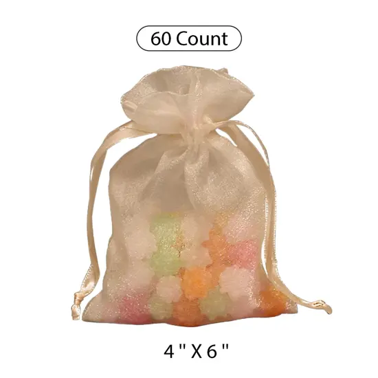 Elegant Crystallized Gift Bag 4" x 6" Ivory {1}