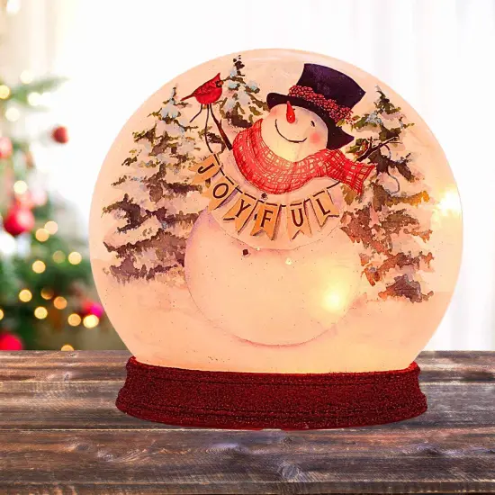 Stony Creek 7.0 Inch Joyful Winter Round Orb Christmas Lighted Glass Accent , Christmas Decor Electric Christmas CARDINAL {4}