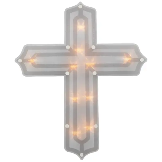 Northlight Lighted Cross Easter Window Decoration - 14" White {3}