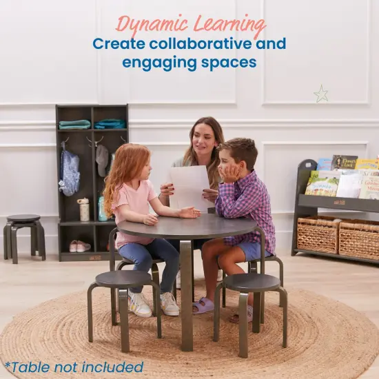 Bentwood Stackable Stools, Classroom Furniture, 6-Piece Grey Wash {4}