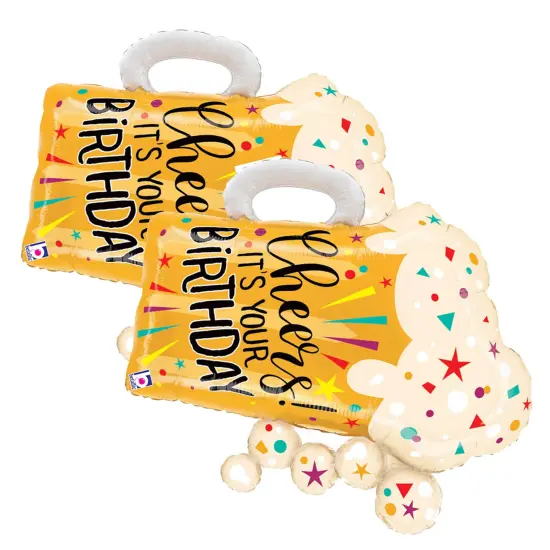 Betallic&reg; 27 Inch Happy Birthday Fun Confetti Beer Foil Mylar Balloon {3}