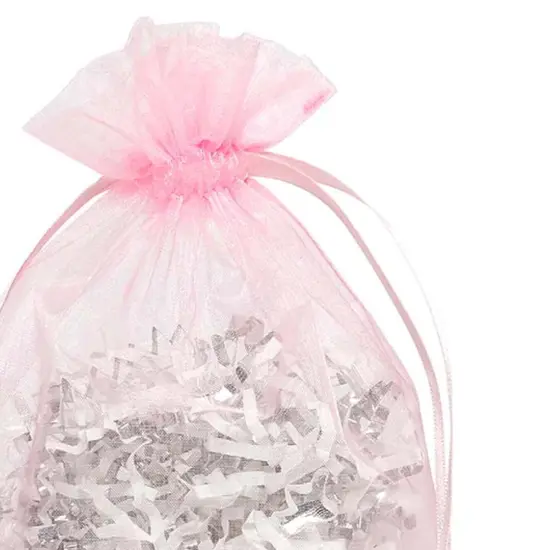 Wide Round Flat Bottom Organza Bags 6 1/2 '' X 4 '' X 7 '' for Packaging Pink {4}