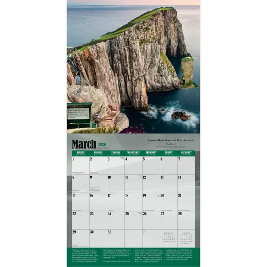 World's Toughest Golf Holes OFFICIAL | 2026 12 x 24 Inch (Hanging) Monthly Square Wall Calendar | Plastic-Free {3}
