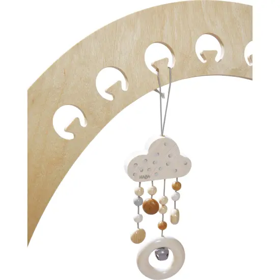 HABA Dangling Figure Dots - Natural Wooden Cloud with Dangling Wooden Grasping Ring Multicolor {6}