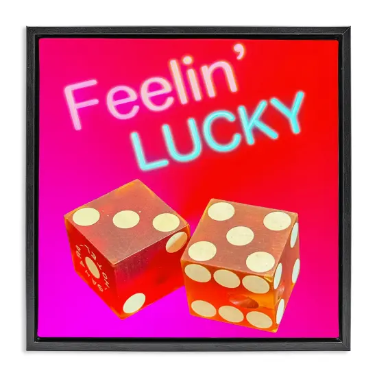 Stupell Industries Feelin' Lucky with Dice Framed Floater Canvas Wall Art Design by Graffi*tee Studios {1}