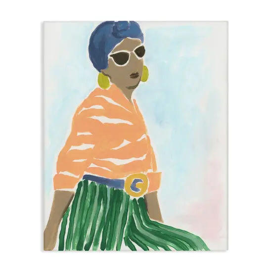 Stupell Industries Stylish Woman with Headwrap Canvas Wall Art Design by June Erica Vess {1}