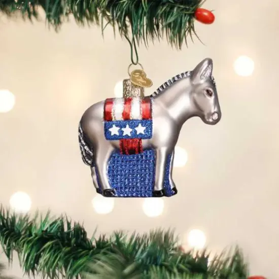 Old World Christmas 3.25 In Democratic Donkey Patriotic Tree Ornament , Ornament Democratic Donkey Multicolored {3}
