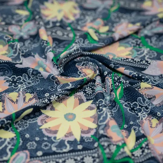 1 Yard Chantilly Floral Lace Printed Spandex Fabric 36" x 58/60" {1}