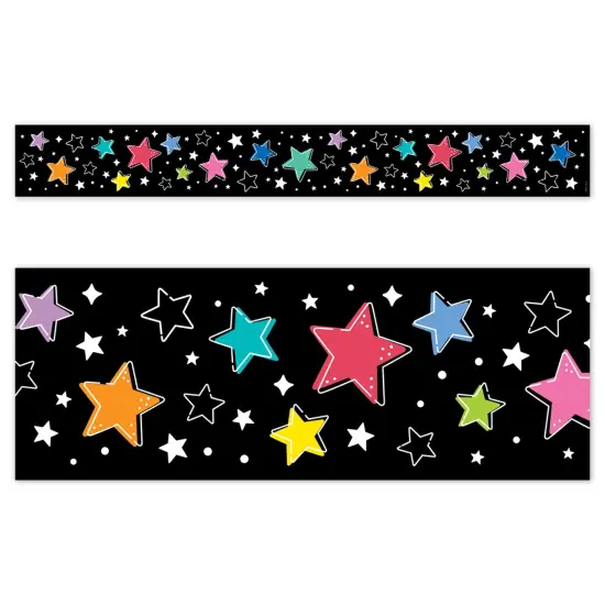 Colorful Stars On Black Ez Border Star Bright {1}