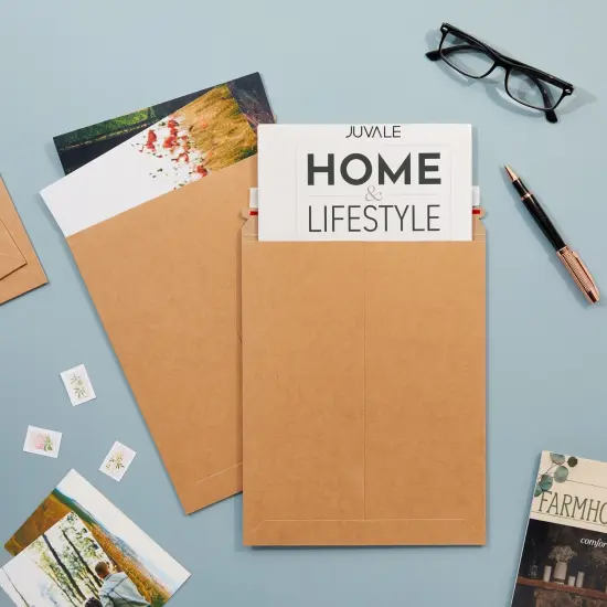 25-Pack Stay Flat Rigid Mailers 9x11.5 with Self Adhesive Seal, 450 gsm Sturdy Brown Cardboard Envelopes for Shipping Photos, Magazines, Comic Books, Art Prints, Documents, Collectibles {3}