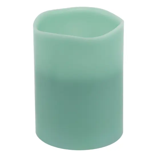 Northlight Flameless LED Lighted 3-Wick Flickering Wax Pillar Candle - 8" - Sage Green {3}