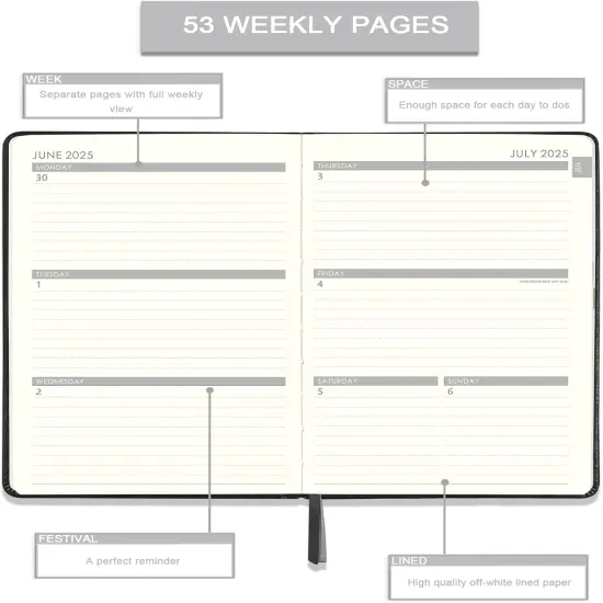 Planner 2025-2026 Weekly and Monthly with Stickers, 5.7" X 8.2", July 2025 - June 2026, 2025-2026 Calendar Planner, Pen Holder, Inner Pocket, 44 Notes Pages - Blue {4}
