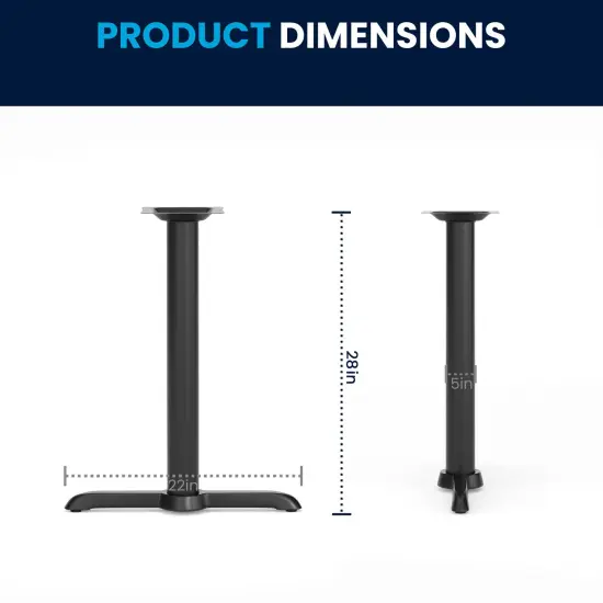Emma and Oliver 5'' x 22'' Restaurant Table T-Base with 3'' Dia. Table Height Column Black {6}
