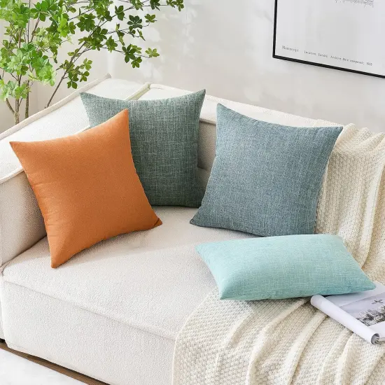 Pack of 2 Decorative Linen Burlap Pillow Covers 20x20 Inch {4}