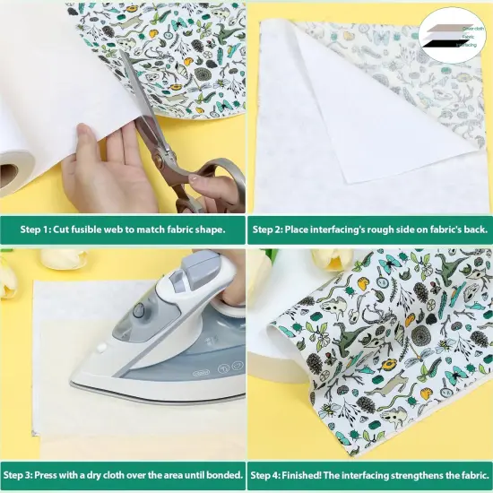 Woven Cotton Iron-On Fusible Interfacing, 16.1 inch X 10 Yards White Heavy Weight 100% Cotton {5}