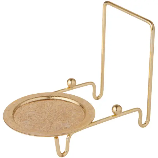 Bard's Ornate Shiny Gold-toned Cup and Saucer Stand, 3" H x 2.75" W x 4" D {2}