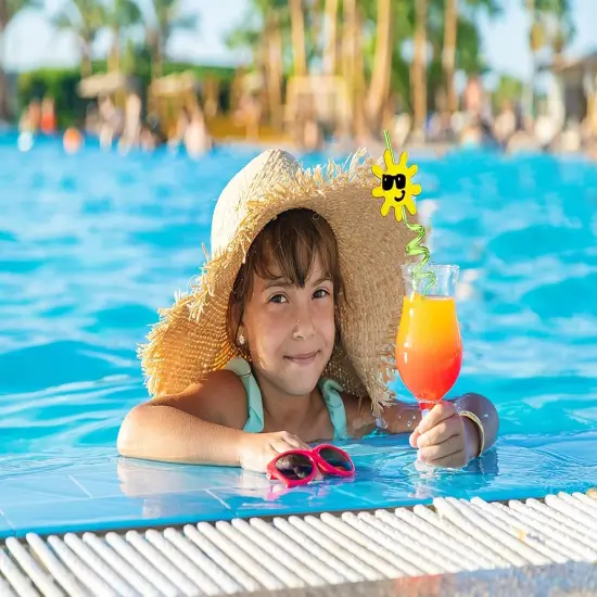 24 Pieces Beach Theme Reusable Shape Straws, Drink Straws Beach Ball Pool Summer Birthday Party Favor Decorations {2}