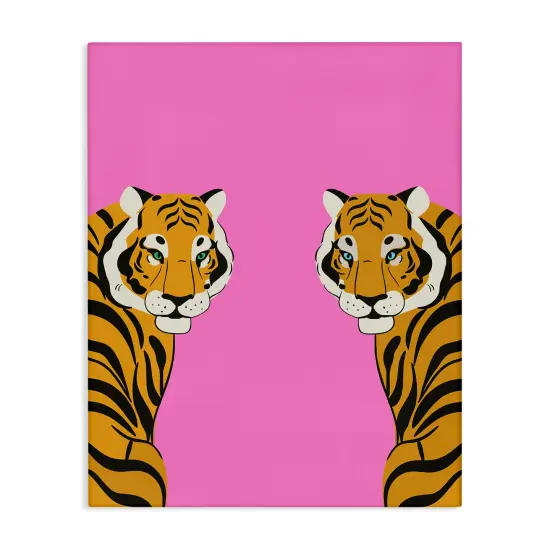 Stupell Industries Bold Mirrored Tigers on Pink Canvas Design by House of Lulu {1}