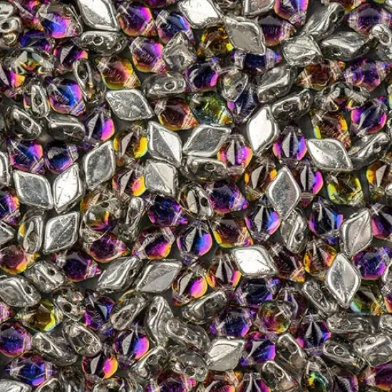 Matubo 2-Hole Czech Glass Backlit Gemduo Beads, 50g Crystal Heliotrope {1}