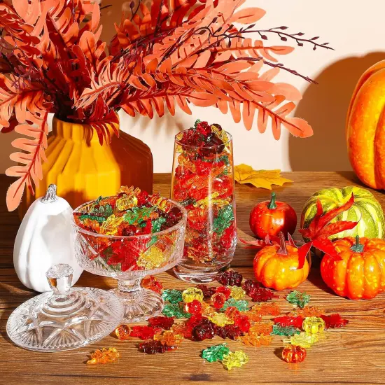400 Pieces Acrylic Leaves Maple Acorns Table Decor {3}