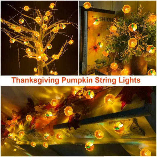 2 Pack 3D Halloween Pumpkin String Lights - 20Ft 40LED {4}