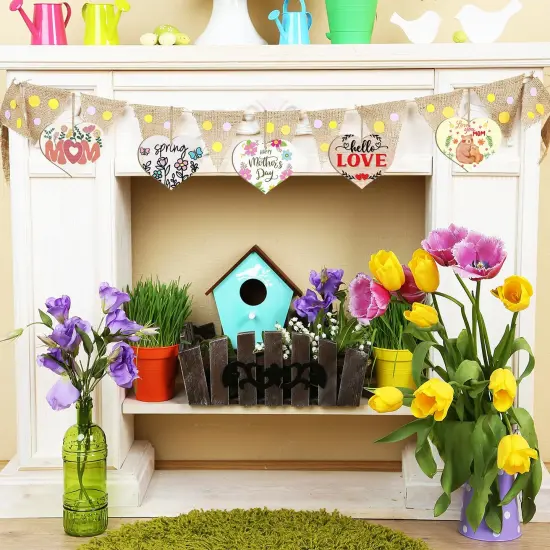 Wooden Heart Ornaments to Paint Mothers Day Decoration Cutouts Unfinished 24PCS 3.5 x 3 inches, DIY Blank Wood Discs Ornament for Home Crafts Hanging Valentine Day Father's Thanksgiving Decoration {6}