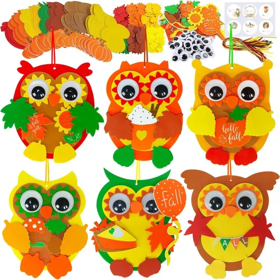 24 Sets Fall Craft Kits Thanksgiving Crafts DIY Fall Owl {1}