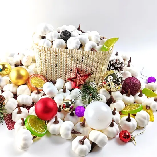 20PCS Mini Artificial Pumpkins (White) {4}