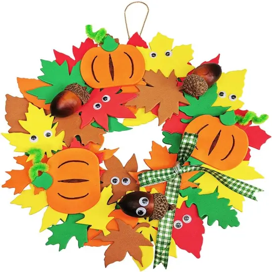 12 Kits 3D Pumpkin Fall Leaf Wreath Craft Kit DIY Thanksgiving {2}