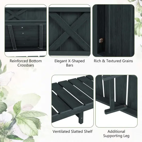 Costway HIPS Raised Garden Bed Poly Wood Elevated Planter Box with Legs, Storage Shelf Blue/Coffee/Black {5}