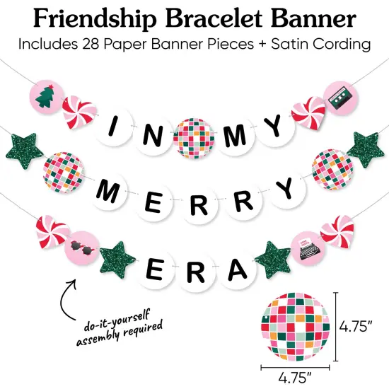 Big Dot of Happiness In My Merry Era Banner, Christmas Party Decorations, Xmas Holiday Backdrop, Large Holiday Friendship Bracelet Banner, 28 Pieces {4}