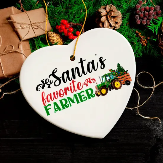 Santa&rsquo;s Favorite Farmer Christmas Ornament, Farm Themed Gift {1}