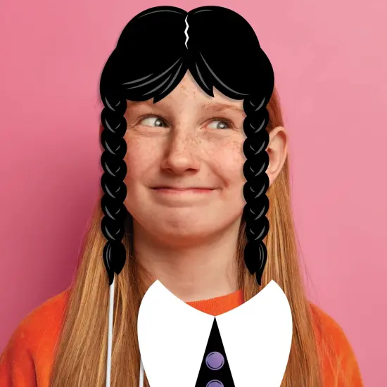 Big Dot of Happiness Goth Girl Photo Booth Props Kit, Black and Purple Halloween or Gothic Birthday Party Supplies - 20 Count Selfie Prop Sticks {3}