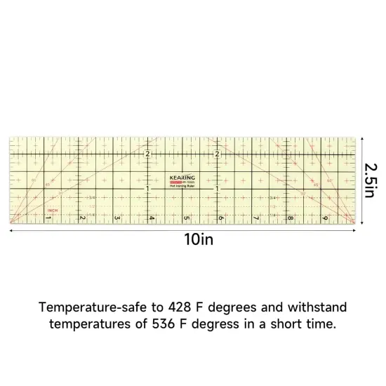 Kearing&reg; Hot Hem Ruler for Sewing, Patented Heat Resistant Non-Slip Hot Ironing Ruler for Measure, Mark, Fold, Press with Dry or Steam Iron {2}