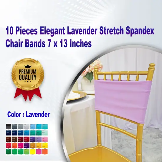 10 Pieces Elegant Lavender Stretch Spandex Chair Bands 7 x 13 Inches {1}