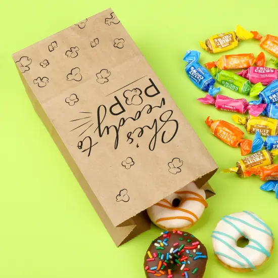 Big Dot of Happiness Ready to Pop Popcorn Bags, Baby Shower Party Favor Snack Treats, Free-Standing Individual Kraft Brown Paper Bags - 25 Count {4}