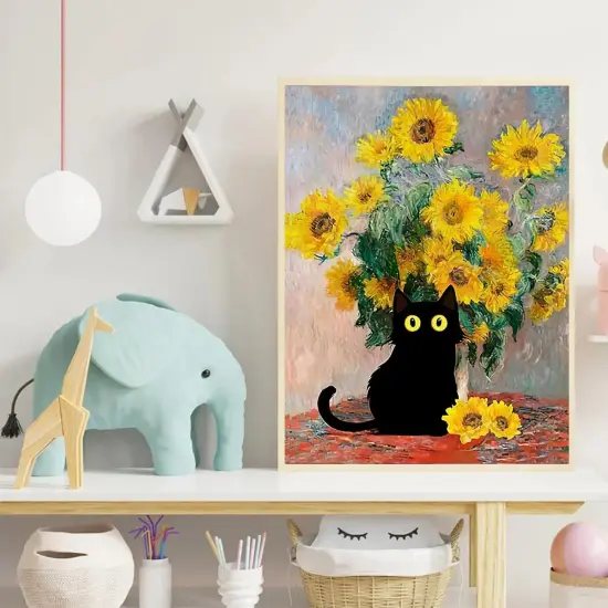 Sunflowers and Black Cats Diamond Art Kits for Adults {4}
