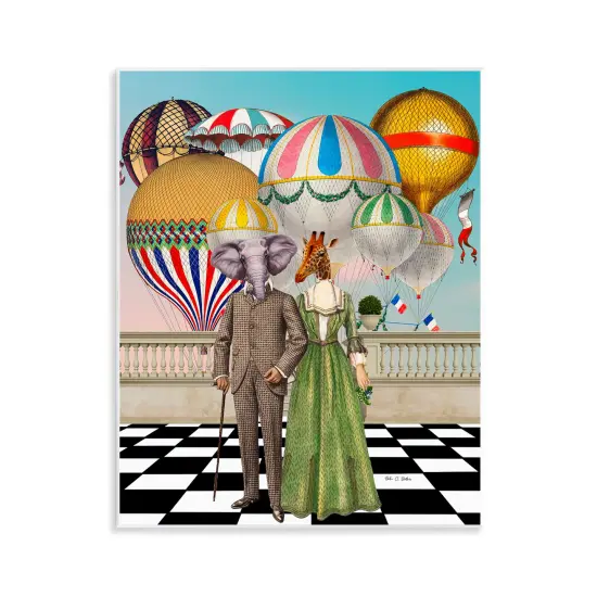 Stupell Industries Surreal Animals with Hot Air Balloons Wall Plaque By Erika C. Brothers {1}