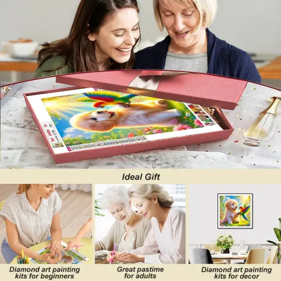 Dog and Parrot Diamond Art Painting Kits for Adults,12x12 inch/30x30cm {3}