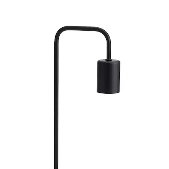 Black and Bamboo Table Lamp with Curved Metal Design {6}