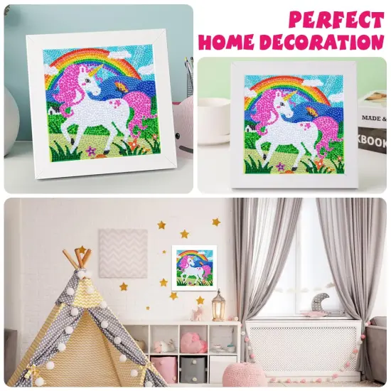 5D Diamond Painting Kit for Kids with Wooden Frame Art and Crafts for Kids Ages 6-8 - 10-12 Full Drill Painting by Number Kits Home Wall Decoration 6X6 inch (Pink) {1}